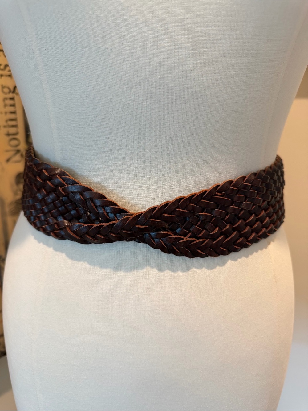 Braided Leather Waist Belt - Brown